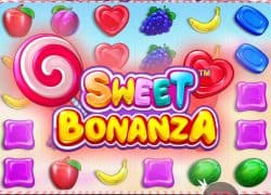Casino Sweet Bonanza game with colorful candies and fruits.  Goldwin Casino Online Canada